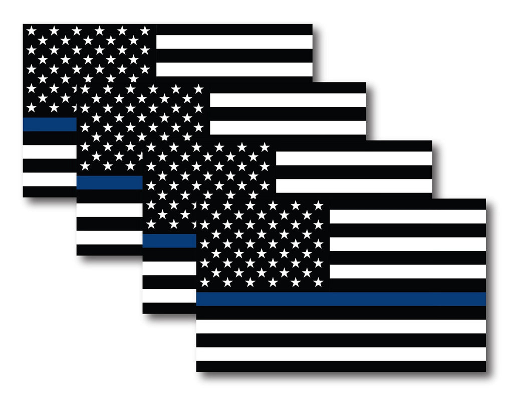  [AUSTRALIA] - Thin Blue Line American Flag Magnet Decal 5 inch x 3 Inch 4 Pack - Heavy Duty for Car Truck SUV - in Support of Police and Law Enforcement Officers
