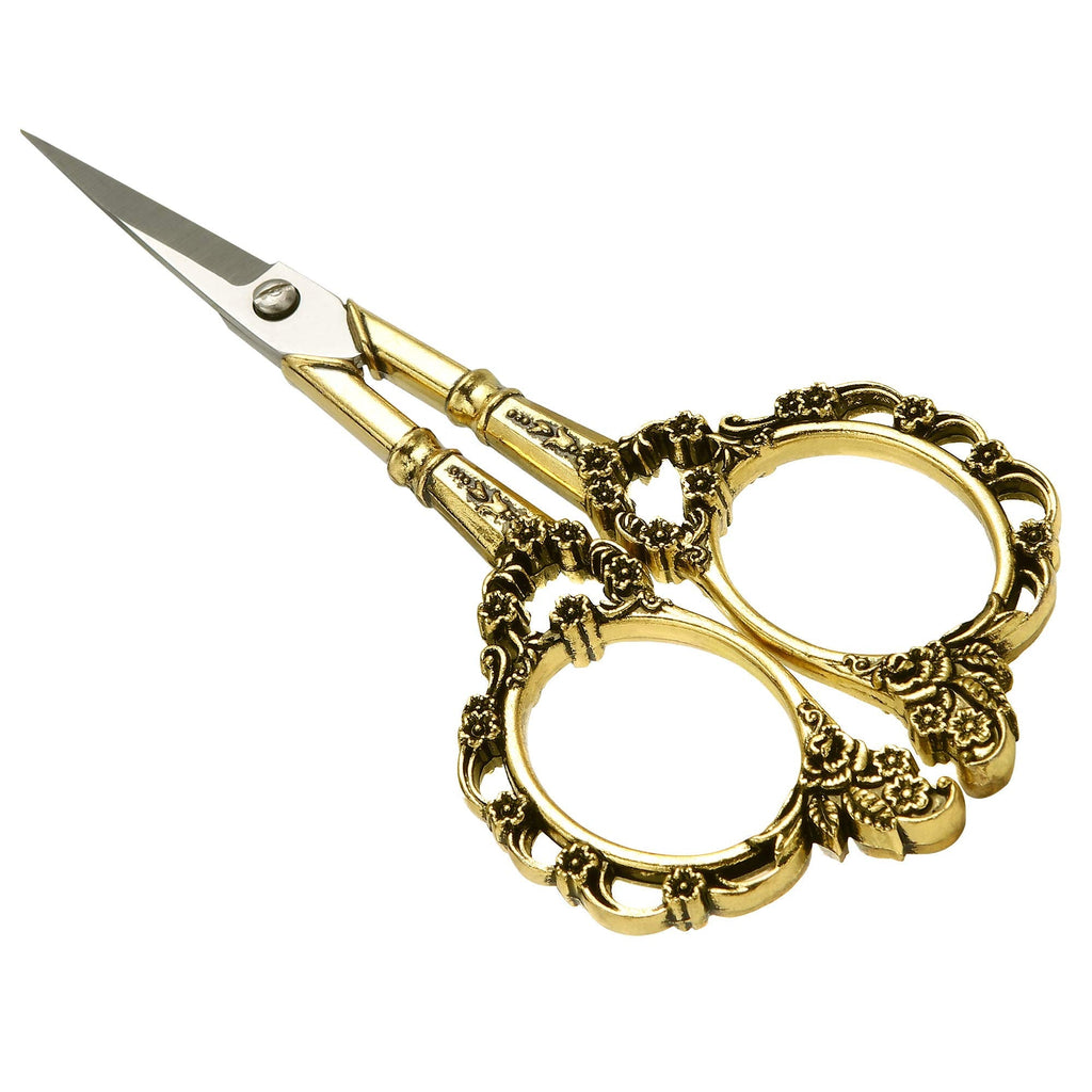  [AUSTRALIA] - Sewing Embroidery Scissors Gold 4.5inch, Vintage Plum Blossom Sharp Small Scissors Adult for Fabric Cutting Crochet Thread Crafting Cutting Tools Accessories BROSHAN