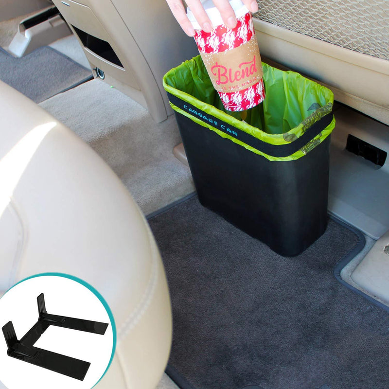 Carbage Can Premium Car Trash Can w/ Floor Mat Clip and Bag Securement Band 1-Pack Black (1 Pack) - LeoForward Australia