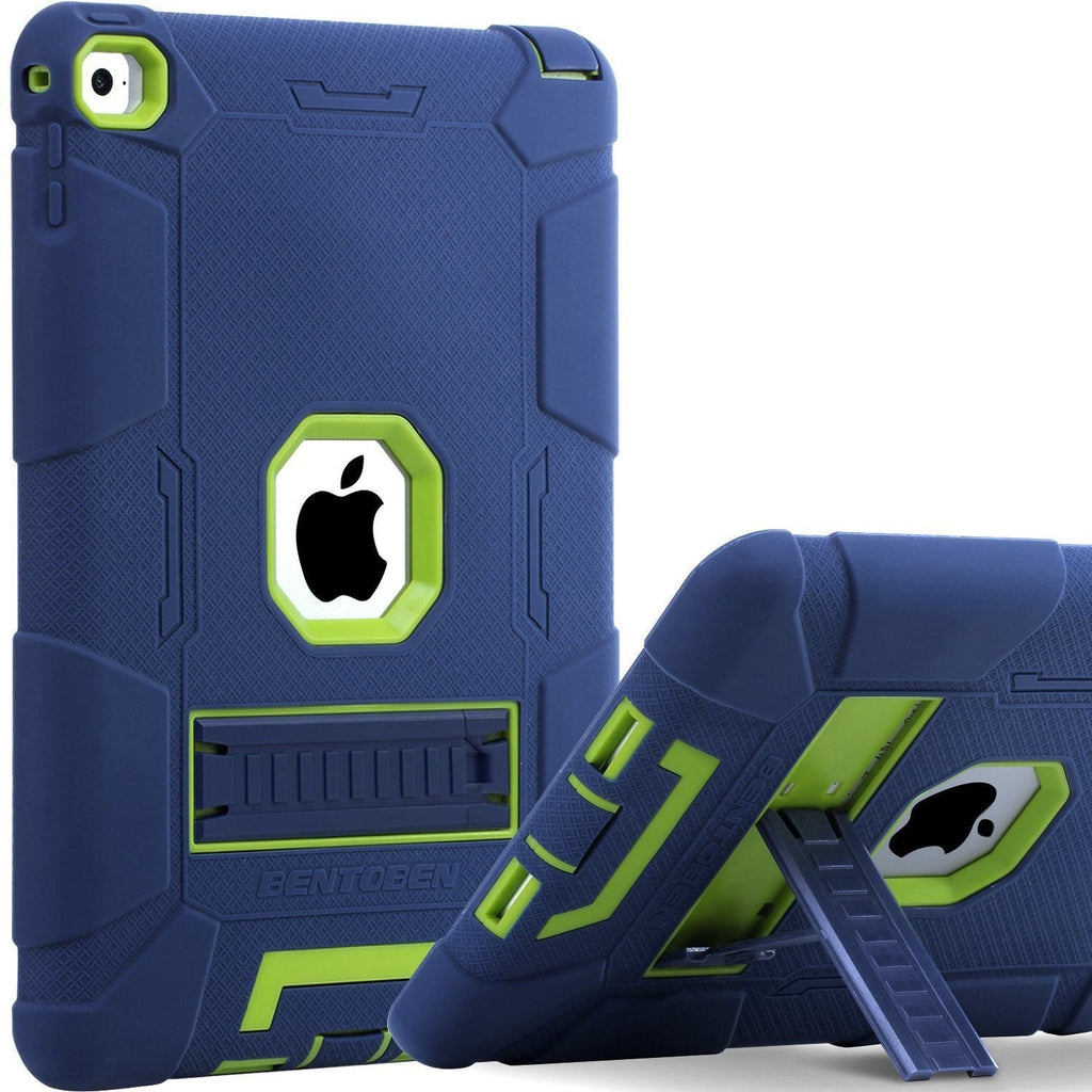  [AUSTRALIA] - iPad Air 2 Case, BENTOBEN [Hybrid Shockproof Case] with Kickstand Rugged Triple-Layer Shock Resistant Drop Proof Case Cover for iPad Air 2 with Retina Display / iPad 6, Navy Blue/Green M753-Navy Blue/Green