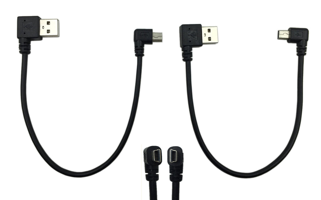 CERRXIAN 9Inch Mini USB Cable Combo Mini USB Right Angle & Left Angle Male to USB Type A 2.0 Right Angle Male Data Sync and Charge Cable (Black)(2-Pack) R USB A Right combo - LeoForward Australia