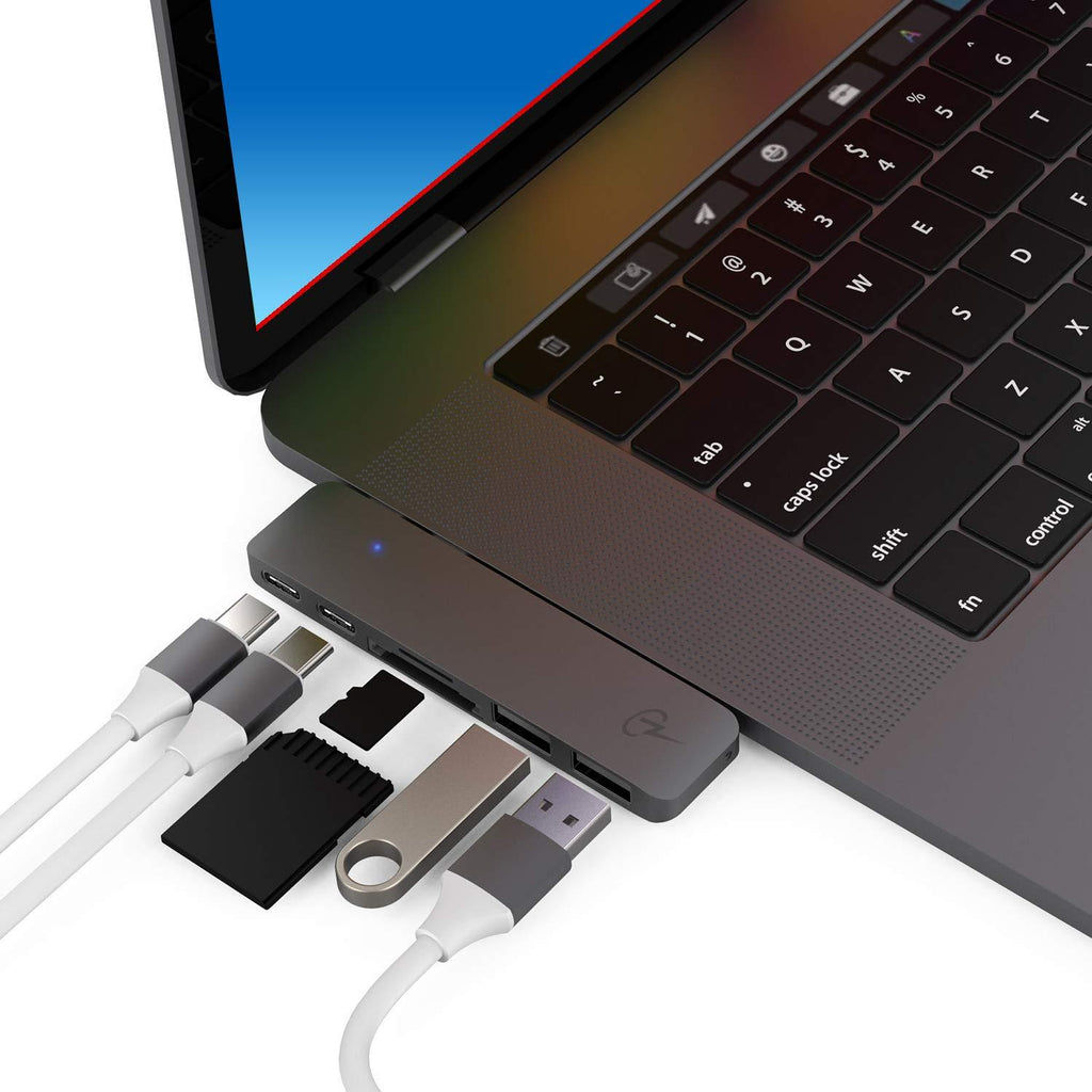 CharJenPro USB C Hub for MacBook Pro (M1) 16", 15", 13", 2020, 2019, 2018, MacBook Air 2020 (M1), 2019, 2018, 100W Power, 2 USB 3.0, microSD, SD Card Reader, USB C Port. MacStick USBC Adapter. Space Gray - LeoForward Australia