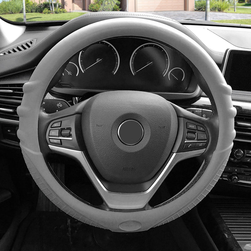  [AUSTRALIA] - FH Group FH3003GRAY Gray Steering Wheel Cover (Silicone W. Grip & Pattern Massaging grip Gray Color-Fit Most Car Truck Suv or Van)