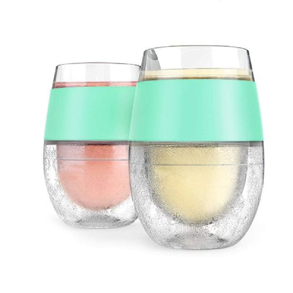  [AUSTRALIA] - HOST Cooling Cup, Set of 2 Double Wall Insulated Freezable Drink Chilling Tumbler with Freezing Gel, Glasses for Red and White Wine, 8.5 oz, Mint