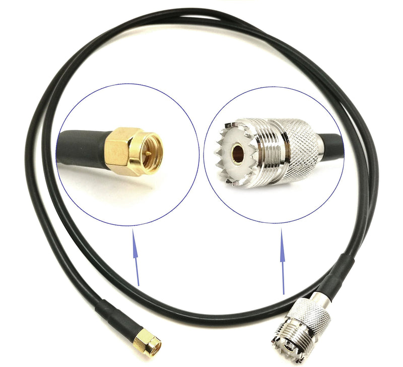 RF Pigtail Low Loss 3D-FB Cable SMA Male to UHF SO-239 Female Coaxial Antenna Connector (3.6ft (110cm) length) 3.6ft (110cm) length - LeoForward Australia