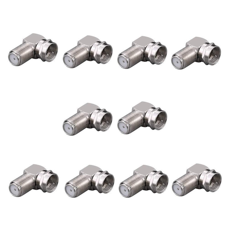 Eightnoo 10 Pack F Type Right Angle Male to Female RF Connector 90 Degree Coaxial Adapter for coaxial Cable TV Wall Mounted - LeoForward Australia