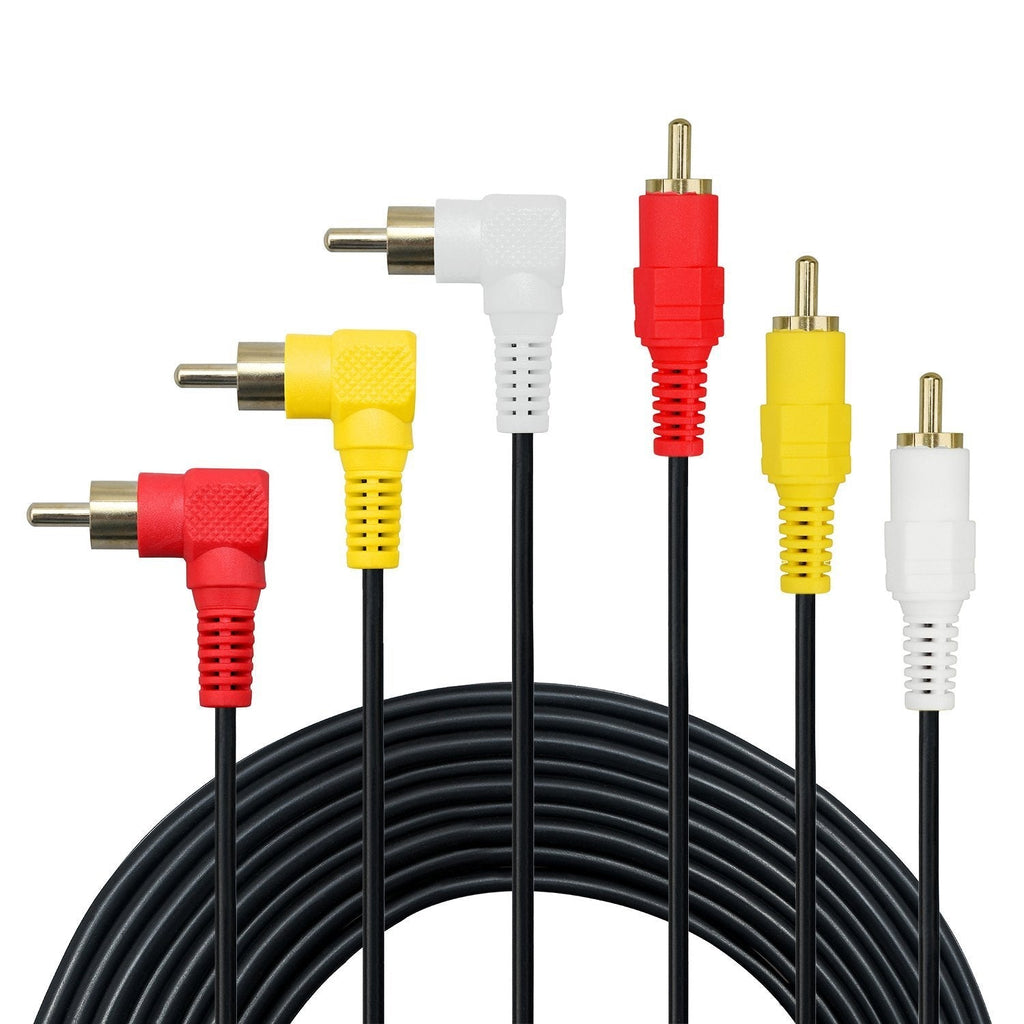 3 RCA Cable - Gold Plated 90 Degree Right Angle RCA Audio/Video Cable 3 Male to 3 Male Composite Video Audio A/V AV Cable (3.3ft/1m) 3.3ft/1m - LeoForward Australia
