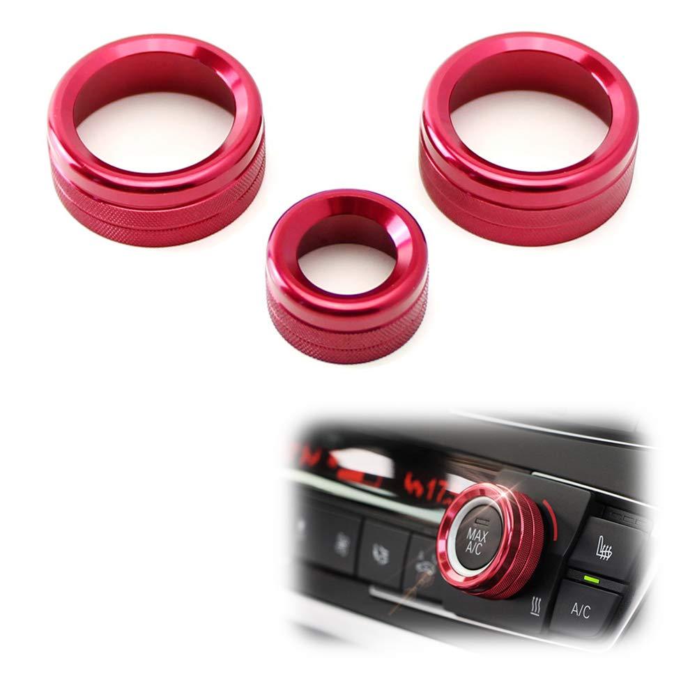 iJDMTOY 3pcs Red Anodized Aluminum AC Climate Control and Radio Volume Knob Ring Covers Compatible With BMW 1 2 3 3GT 4 Series (F20 F22 F30 F31 F32 F33 F80 F82 F87) - LeoForward Australia