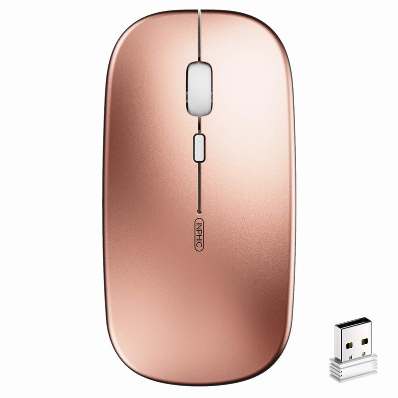 Rechargeable Wireless Mouse,inphic Mute Silent Click Mini Noiseless Optical Mice,Ultra Thin 1600 DPI for Notebook,PC,Laptop,Computer,MacBook (Rose Gold) PM1 Rose Gold - LeoForward Australia