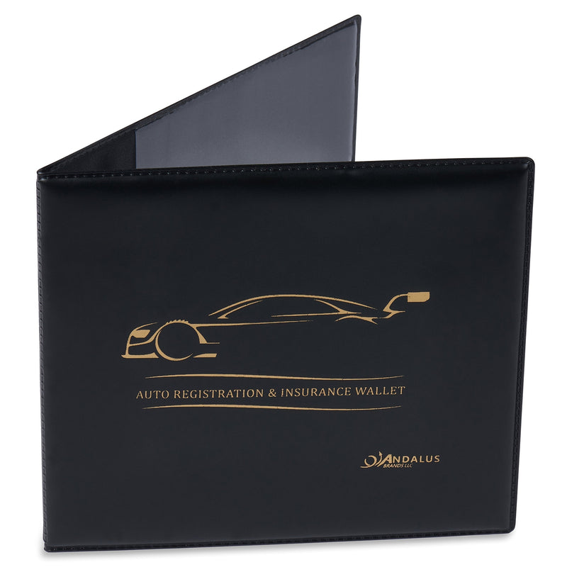  [AUSTRALIA] - ANDALUS Car Registration and Insurance Card Holder, Essential Auto Documents Organizer, Black 1 PACK