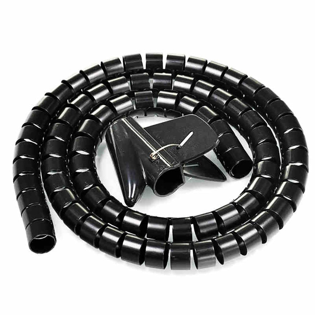  [AUSTRALIA] - uxcell 20mm Flexible Cable Organizer Spiral Tube Cable Wire Wrap Computer Manage Cord Black 1M with Clip