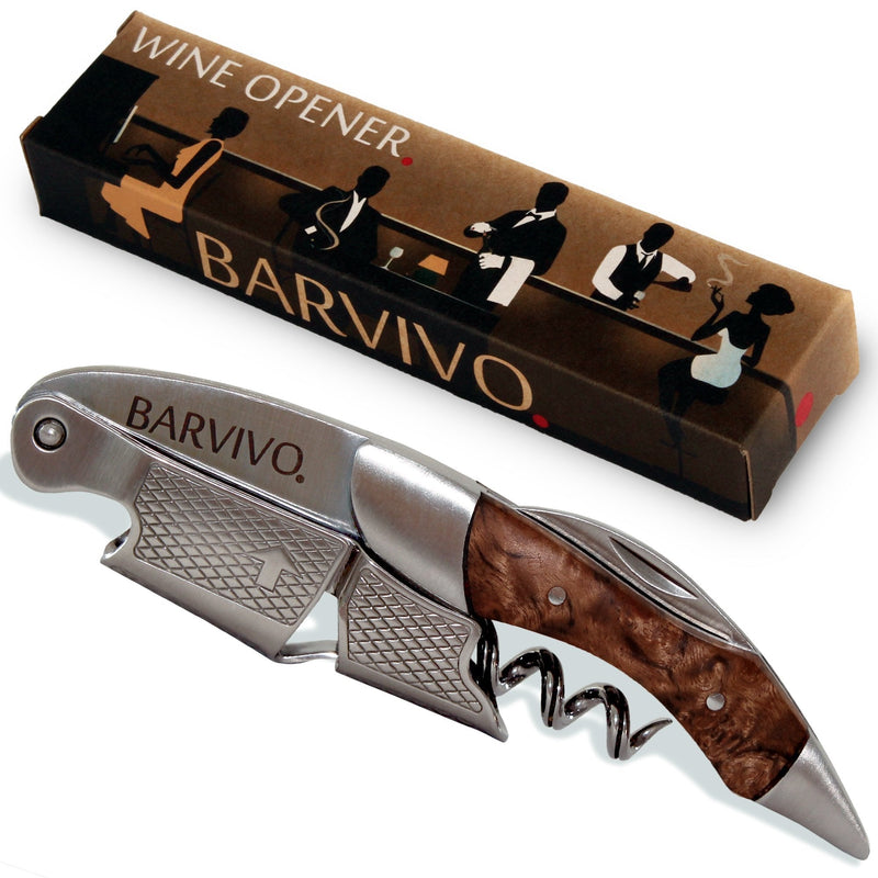  [AUSTRALIA] - Professional Waiters Corkscrew by Barvivo - This Bottle Opener for Beer and Wine Bottles is Used by Waiters, Sommelier and Bartenders Around the World. Made of Stainless Steel and Bai Ying Wood.
