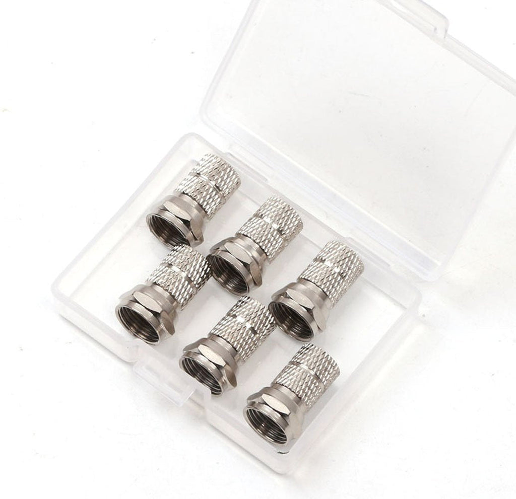 RG6 F-Type Twist-On Coaxial Cable RF Connector Adapter Plug, 6PCS (Silver) - LeoForward Australia