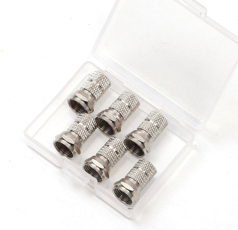 RG6 F-Type Twist-On Coaxial Cable RF Connector Adapter Plug, 6PCS (Silver) - LeoForward Australia