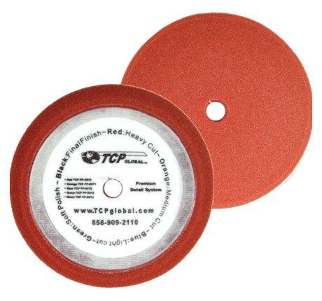  [AUSTRALIA] - TCP Global 8" Red Foam Buffing Pad Extra Coarse Cutting Buffing Hook & Loop Grip Polish Car