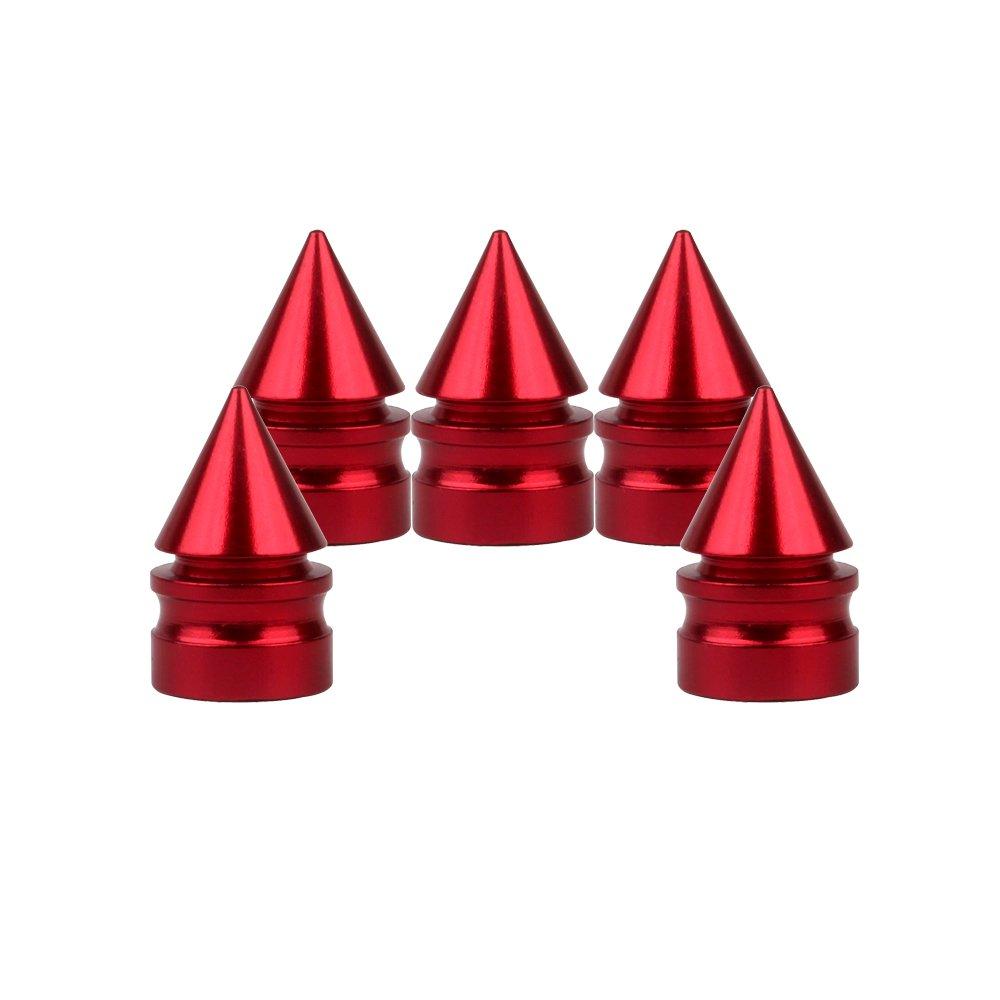 Senzeal 5X Impale Spike Style Polished Aluminum Alloy Tire Valve Caps Red - LeoForward Australia