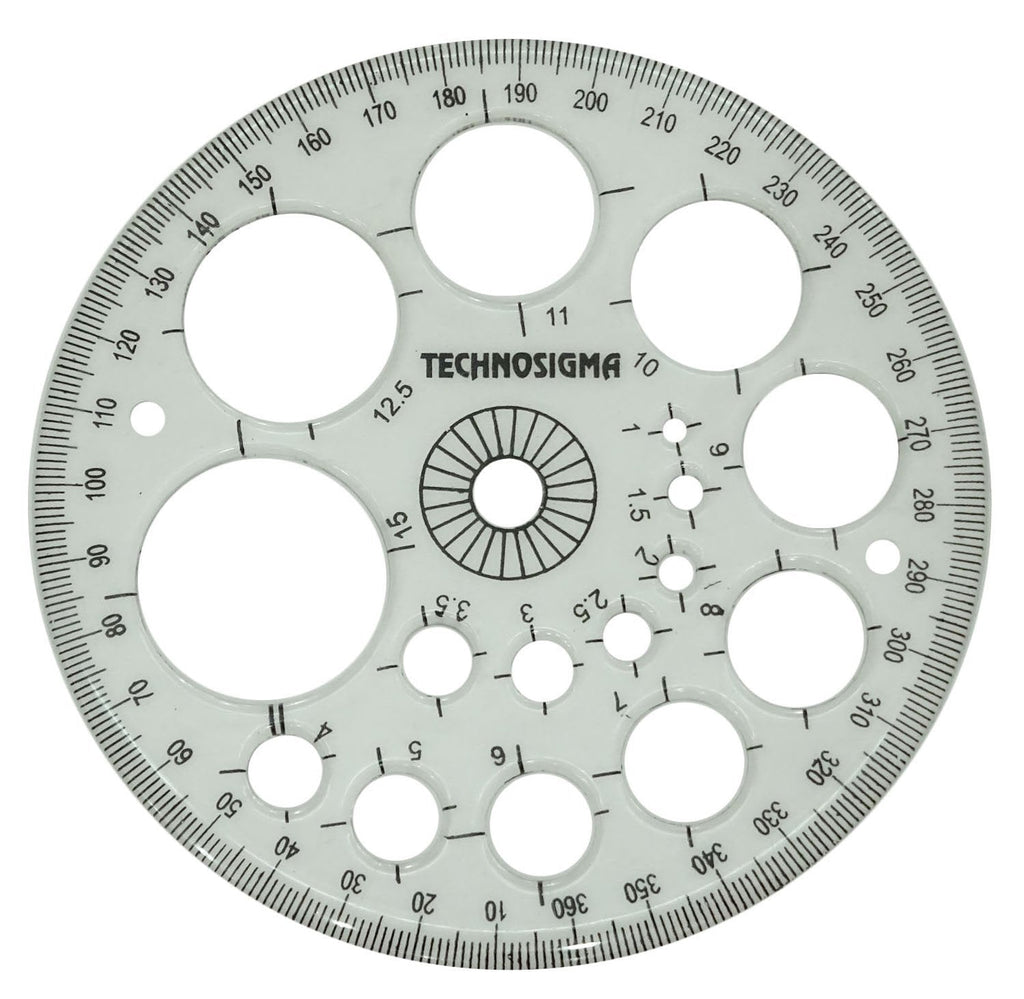 Technosigma Plastic Radius Template Drawing Scale Clear Pro - Circle Protractor - LeoForward Australia