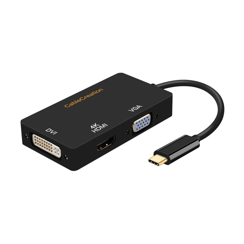  [AUSTRALIA] - USB C to VGA HDMI DVI Adapter, CableCreation 3 in 1 USB Type C to HDMI VGA DVI Female Converter, Compatible with MacBook Pro 2020, Surface Book 2, ChromeBook Pixel, Mac Mini 2018, XPS 15, Black