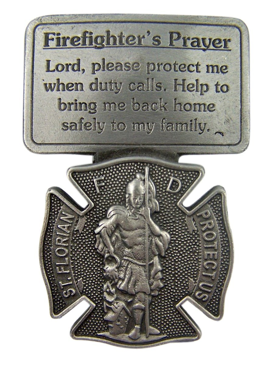  [AUSTRALIA] - Fine Pewter Firefighter's Prayer Catholic Patron Saint Florian Visor Clip, 2 1/2 Inch