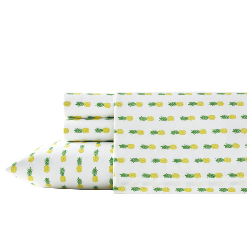  [AUSTRALIA] - Poppy & Fritz| Percale Collection | Bed Sheet Set - 100% Cotton, Crisp & Cool, Lightweight & Moisture-Wicking Bedding, Twin, Pineapple Pineapples