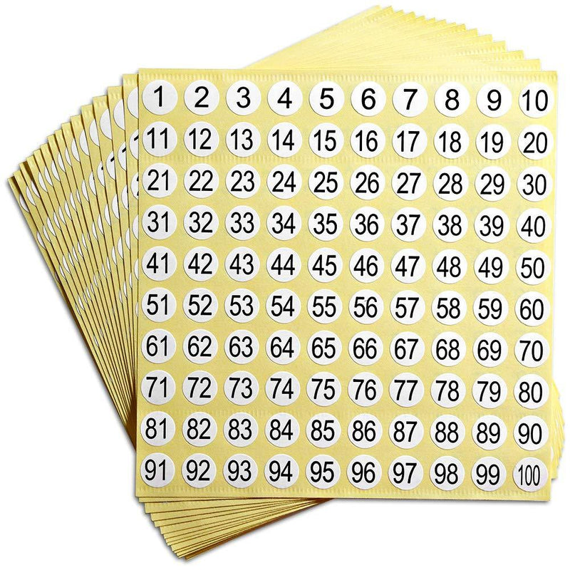 dealzEpic - Number Stickers - 1 to 100 Self Adhesive 0.4" Small Round Labels | Inventory / Storage Organizing Stickers Number 1 - 100 - LeoForward Australia