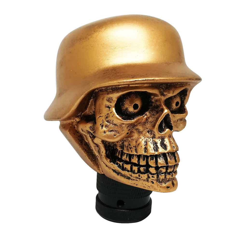  [AUSTRALIA] - Mavota Skull Shift Knob Soldier Head Hat Style Stick Shifter Knob Fit Car Truck SUV Gold