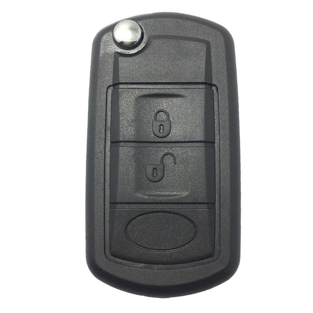  [AUSTRALIA] - Replacement Key Fob Case Shell for Land Rover Discovery LR3 Range Rover Sport Flip Folding Keyless Entry Remote Car Key Fob Cover with Uncut Blade Blank Black