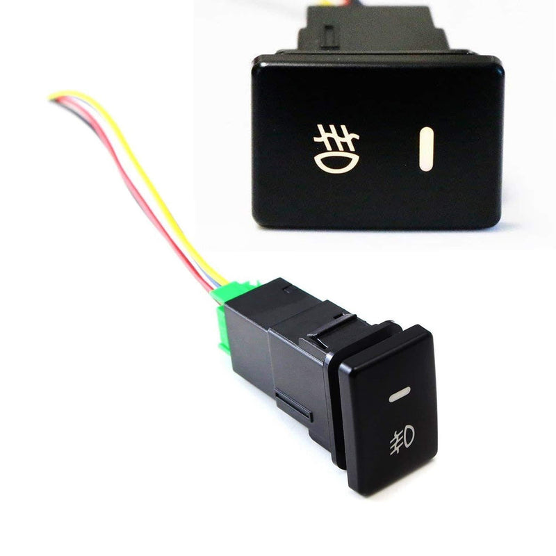  [AUSTRALIA] - iJDMTOY (1) Factory Style 4-Pole 12V Push Button Switch w/ LED Background Indicator Lights Compatible With Fog Lights, DRL, LED Light Bar, etc (200 Series Toyota, 33x22mm) Switch Size: 33 x 22 mm