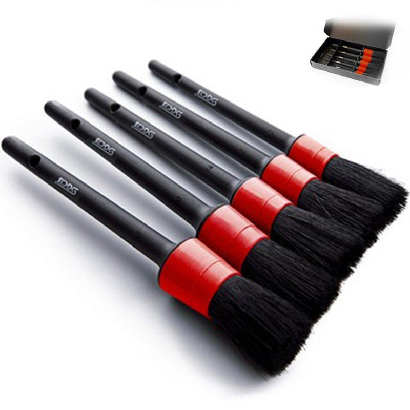  [AUSTRALIA] - A.B Crew Car Motorcycle Automotive Boar Hair Detail Brush Set of 5 for Engines, Wheels, Interior, Leather, Trim,Air Vents, Emblems