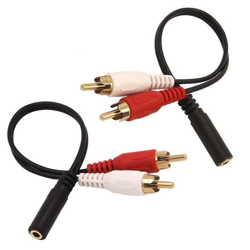 VCE 3.5mm Female to 2 RCA Male Stereo Audio Y Cable 2-Pack, Gold Plated Adapter Compatible for TV,Smartphones, MP3, Tablets, Speakers,Home Theater (8 inch) - LeoForward Australia