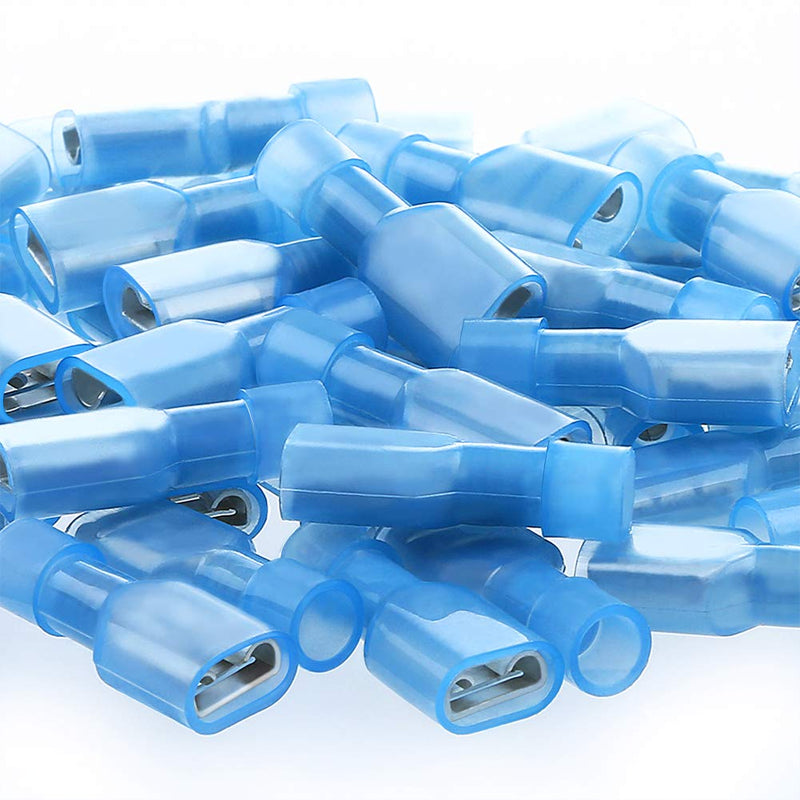  [AUSTRALIA] - AIRIC Female Spade Connector 16-14 Gauge 100PCS Nylon Fully Insulated Female Wire Quick Disconnects Spade Terminal Connectors Blue Female/100PCS Blue (16-14AWG)