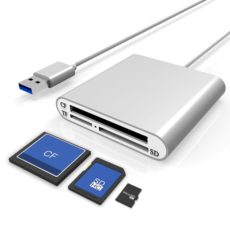 Cateck Aluminum Superspeed USB 3.0 Multi-in-1 3-Slot Card Reader for CF/SD/TF/Micro SD for iMac, MacBook Air, MacBook Pro, MacBook, Mac Mini, PCs and Laptops - LeoForward Australia