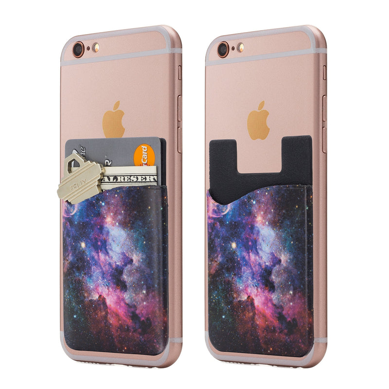 (Two) Galaxy cell phone stick on wallet card holder phone pocket for iPhone, Android and all smartphones. - LeoForward Australia