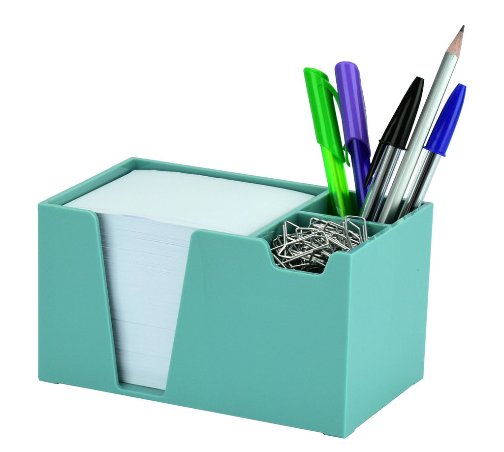 Acrimet Desktop Organizer Pencil Paper Clip Caddy Holder (Plastic) (with Paper) (Solid Green Color) - LeoForward Australia