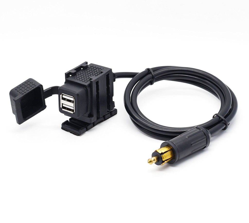 Cllena DIN Hella Plug to 2.1A Dual USB Charger Socket Power Adapter for BMW Motorcycle/Phone/iPhone/GPS SatNav Powerlet USB Adapter - LeoForward Australia
