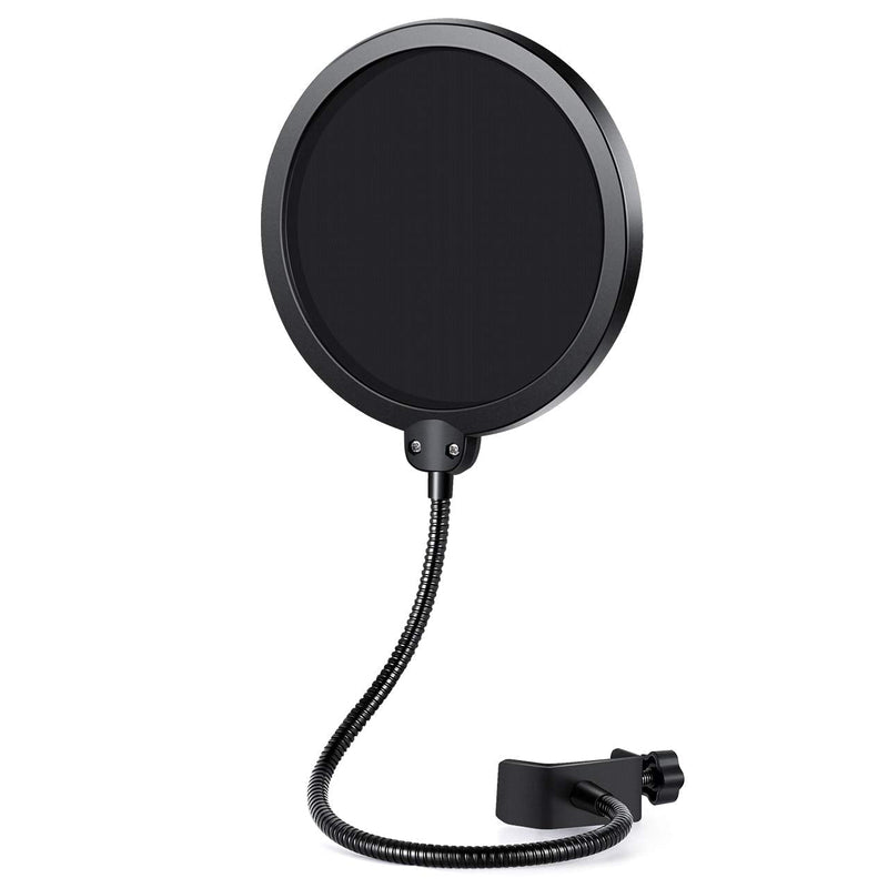  [AUSTRALIA] - InnoGear Microphone Pop Filter for Blue Yeti and Other Mics, Dual Layered Wind Pop Screen Pop Filter Mask Shield with Flexible 360° Gooseneck Clip Stabilizing Arm,Black
