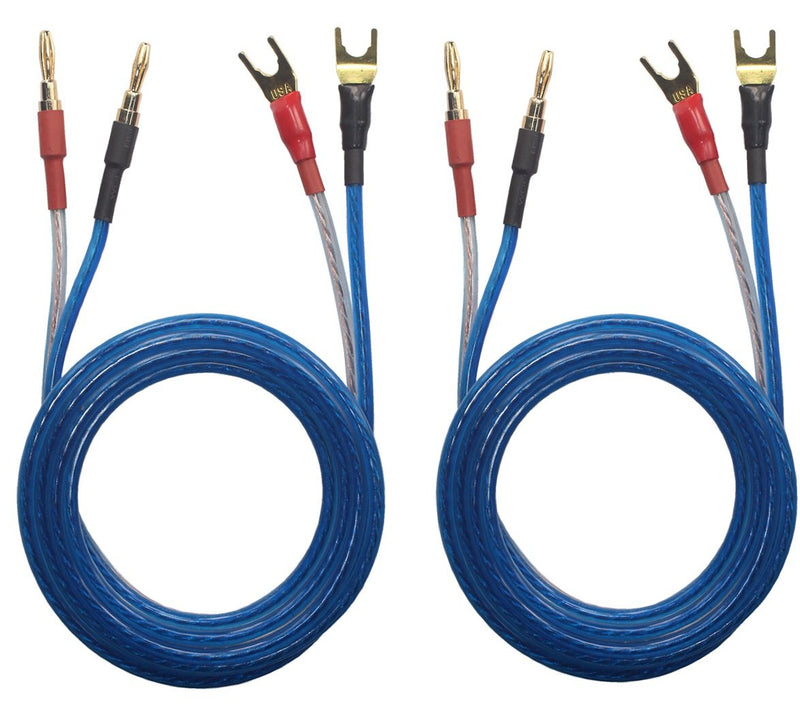  [AUSTRALIA] - KK YB-ZB 1pair Set(4 Spade Plug & 4 Banana Plug) HiFi OFC Speaker Wire, Spade Plug to Pin Type Plug 1.5M(4.92ft)/3M(9.84ft)/5M(16ft), KK YB-ZB (1.5M(4.92ft)) 1.5M(4.92ft)