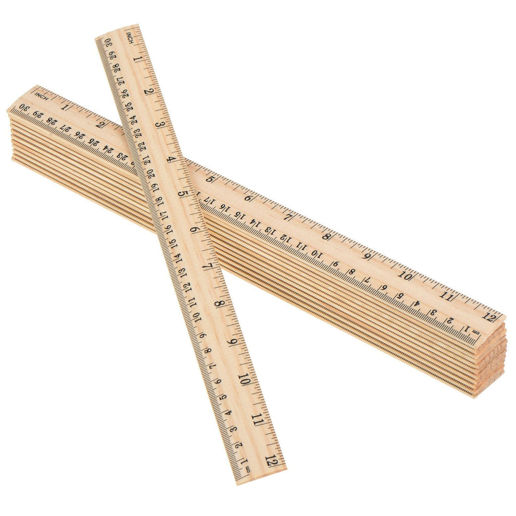  [AUSTRALIA] - eBoot 12 Pack Wood Ruler Student Rulers Wooden School Rulers Office Ruler Measuring Ruler, 2 Scale (12 Inch and 30 cm)