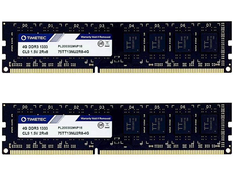  [AUSTRALIA] - Timetec 8GB KIT(2x4GB) DDR3 1333MHz PC3-10600 Non-ECC Unbuffered 1.5V CL9 2Rx8 Dual Rank 240 Pin UDIMM Desktop PC Computer Memory RAM Module Upgrade (8GB KIT(2x4GB)) 8GB KIT(2x4GB)