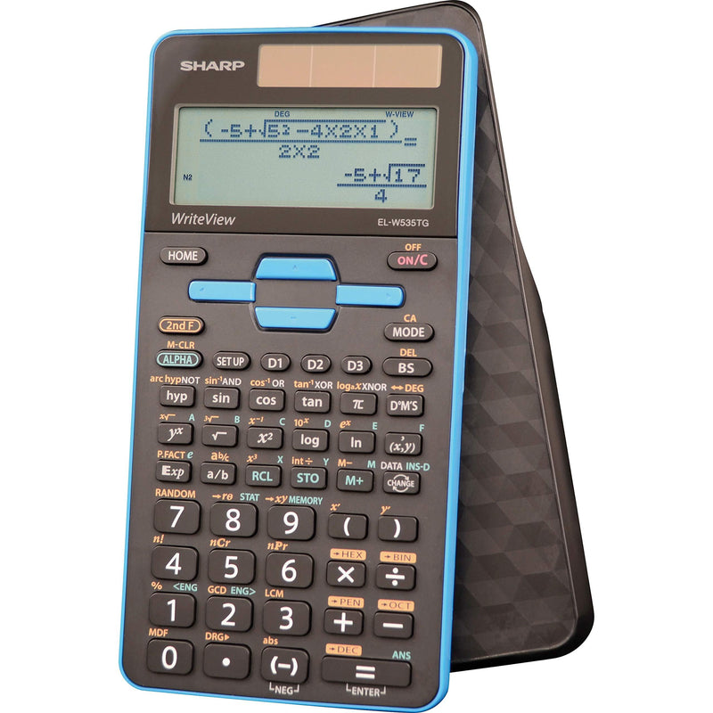  [AUSTRALIA] - Sharp Calculators EL-W535TGBBL 16-Digit Scientific Calculator with WriteView, 4 Line Display, Battery and Solar Hybrid Powered LCD Display, Black & Blue, Black, Blue, 6.4" x 3.1" x 0.6" x 6.4"