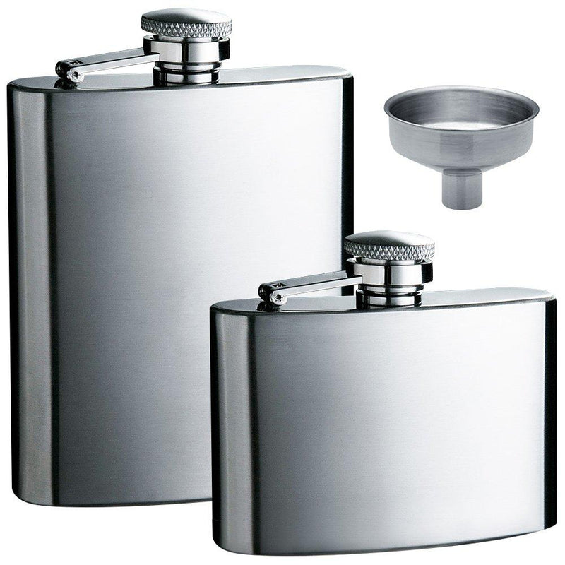  [AUSTRALIA] - maxin Hip Flask 5oz and 8 oz with One Handy Funnel, 2 Packs Stainless Steel Leak Proof Liquor Hip Flasks with Funnel for Storing Whiskey/Alcohol.