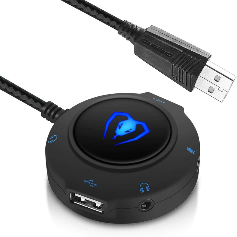  [AUSTRALIA] - Micolindun External Sound Card USB Hubs Audio Adapter to USB Port & 3.5mm Audio & Micro Jack for PC Laptop. Plug and Play (Blue) blue