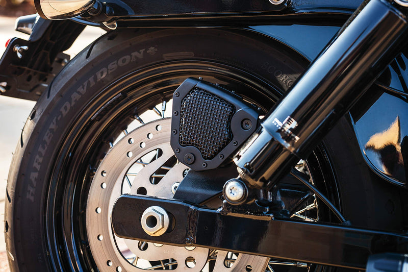  [AUSTRALIA] - Kuryakyn 6553 Motorcycle Accent Accessory: Mesh Rear Caliper Cover for 2008-17 Harley-Davidson Dyna & Softail Motorcycles, Satin Black