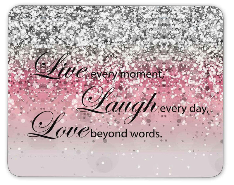 Glitter Mouse Pad Pink Sparkle Quote Live Love Laugh Customized Rectangle Non-Slip Rubber Mouse pads Gaming Mouse Pad mp-130 - LeoForward Australia