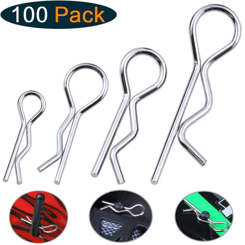 Hobbypark 1/18th-1/5th Small-Large RC Body Clips Bent Springy R Pins Hobby Car Truck Buggy Crawler Body Shell Vehicle Spare Parts (100-Pack) - LeoForward Australia