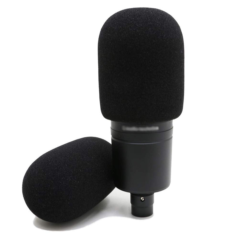  [AUSTRALIA] - YOUSHARES Audiotechnica AT2020 Foam Mic Windscreen - 2 Pack Large Size Microphone Cover Pop Filter for Audio Technica AT2020 and Other Large Microphones (Black) 2 Pack Foam