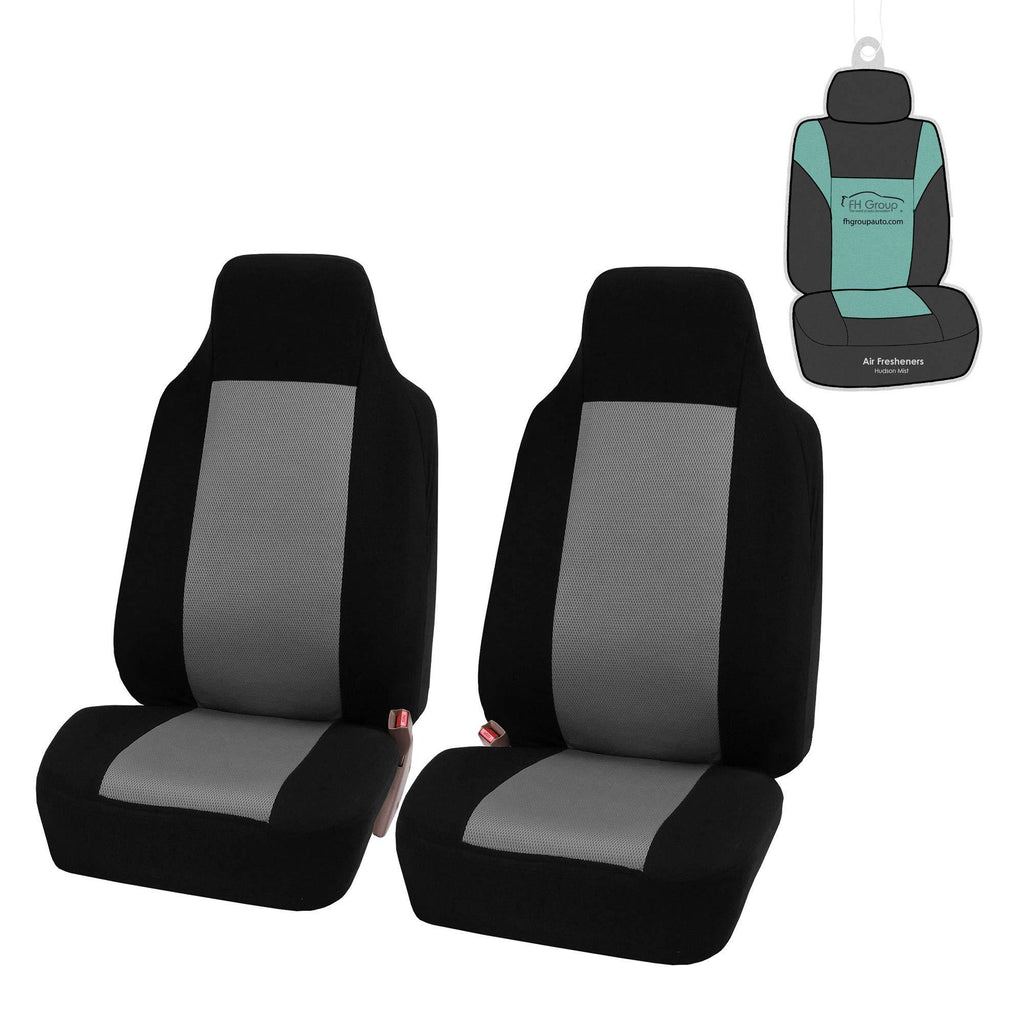  [AUSTRALIA] - FH Group FB102102 Classic Cloth Seat Covers (Gray) Front Set with Gift – Universal Fit for Cars Trucks & SUVs