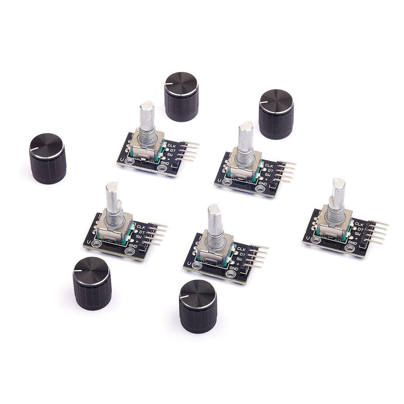  [AUSTRALIA] - Cylewet 5Pcs KY-040 Rotary Encoder Module with 15×16.5 mm with Knob Cap for Arduino (Pack of 5) CYT1062