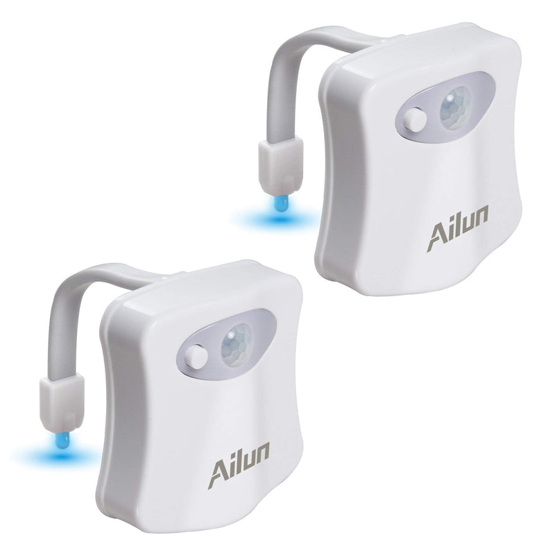  [AUSTRALIA] - Toilet Night Light 2Pack by Ailun Motion Sensor Activated LED Light 8 Colors Changing Toilet Bowl Illuminate Nightlight for Bathroom Battery Not Included Perfect with Water Faucet Light