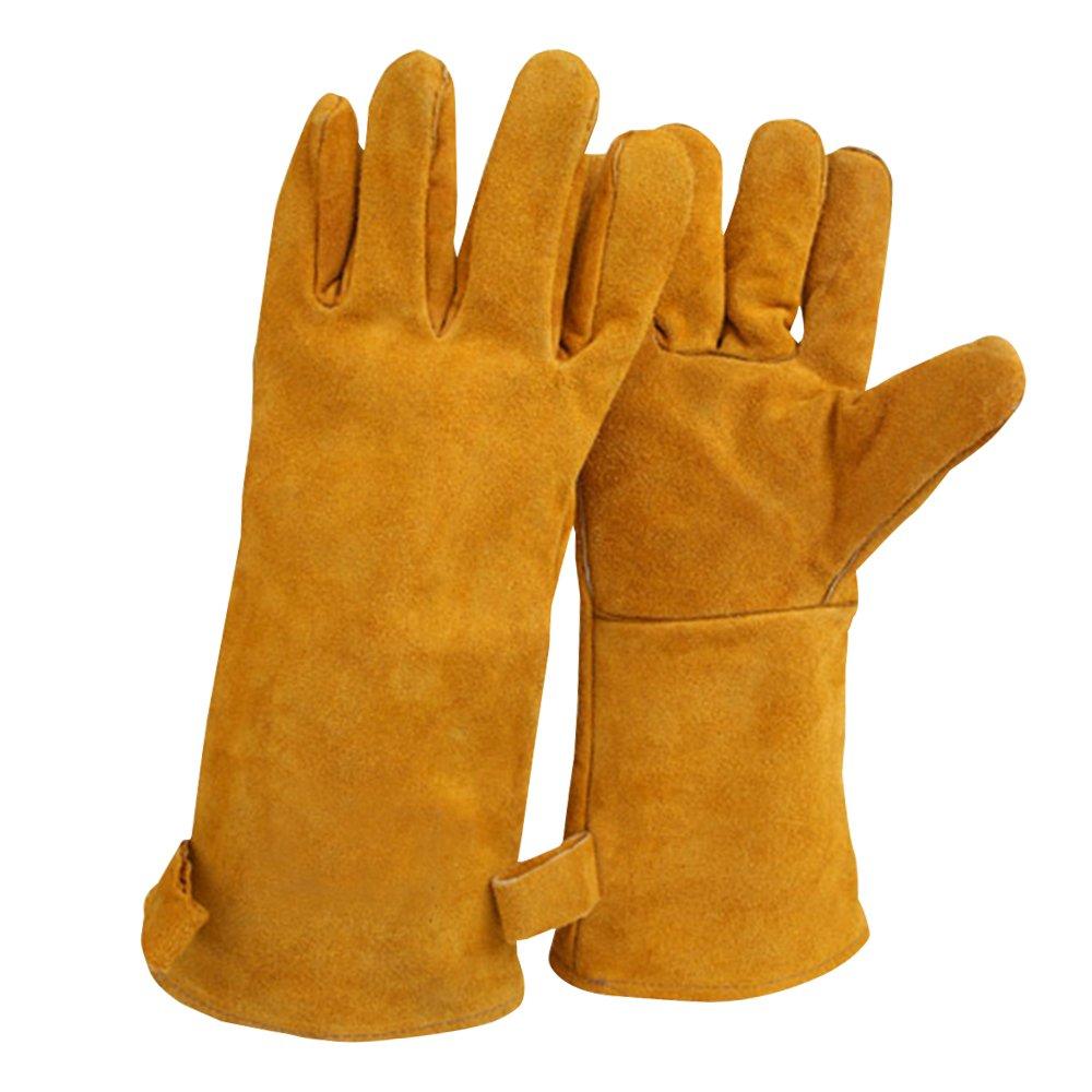  [AUSTRALIA] - NUZAMAS 1 Pair of Welding Gloves, 35cm/ 13.7-Inch Length Shoulder Split Cowhide, Foam Lined, For Mig, Tig Welders, BBQ, Gardening, Camping, Stove, Fireplace